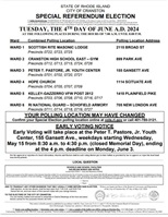 June 4th Special Election - Sample Warrant and Polling Places